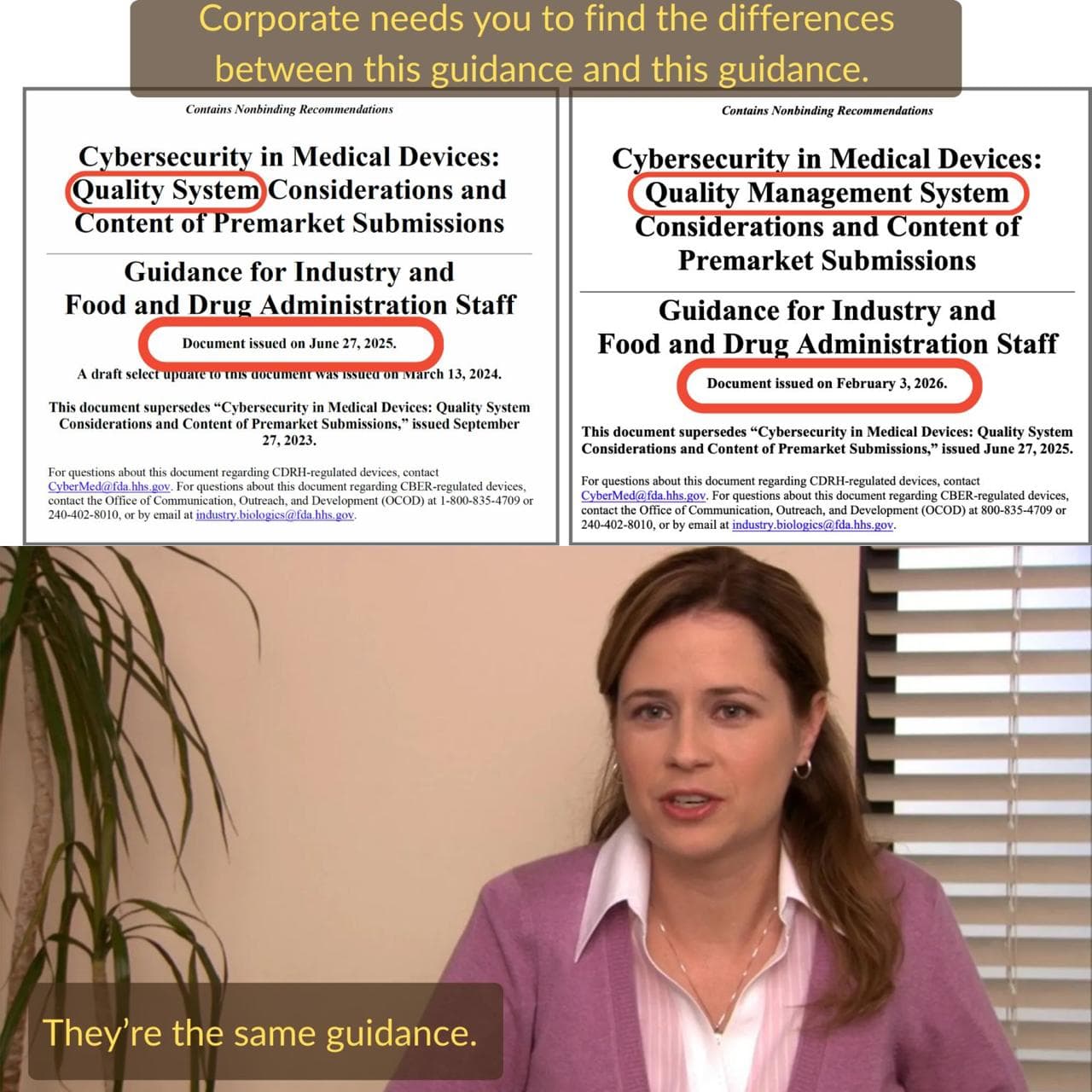 FDA cybersecurity guidance 2026 QMSR update