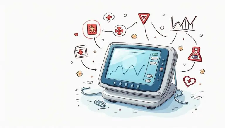 A medical device surrounded by a visual representation of the cvss (common vulnerability scoring system) framework
